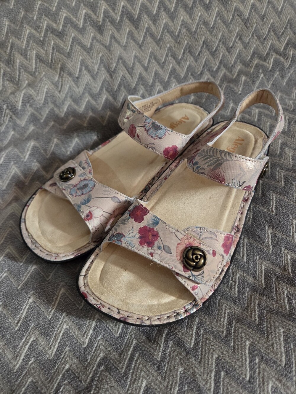 Alegria Floral Metallic Sandals